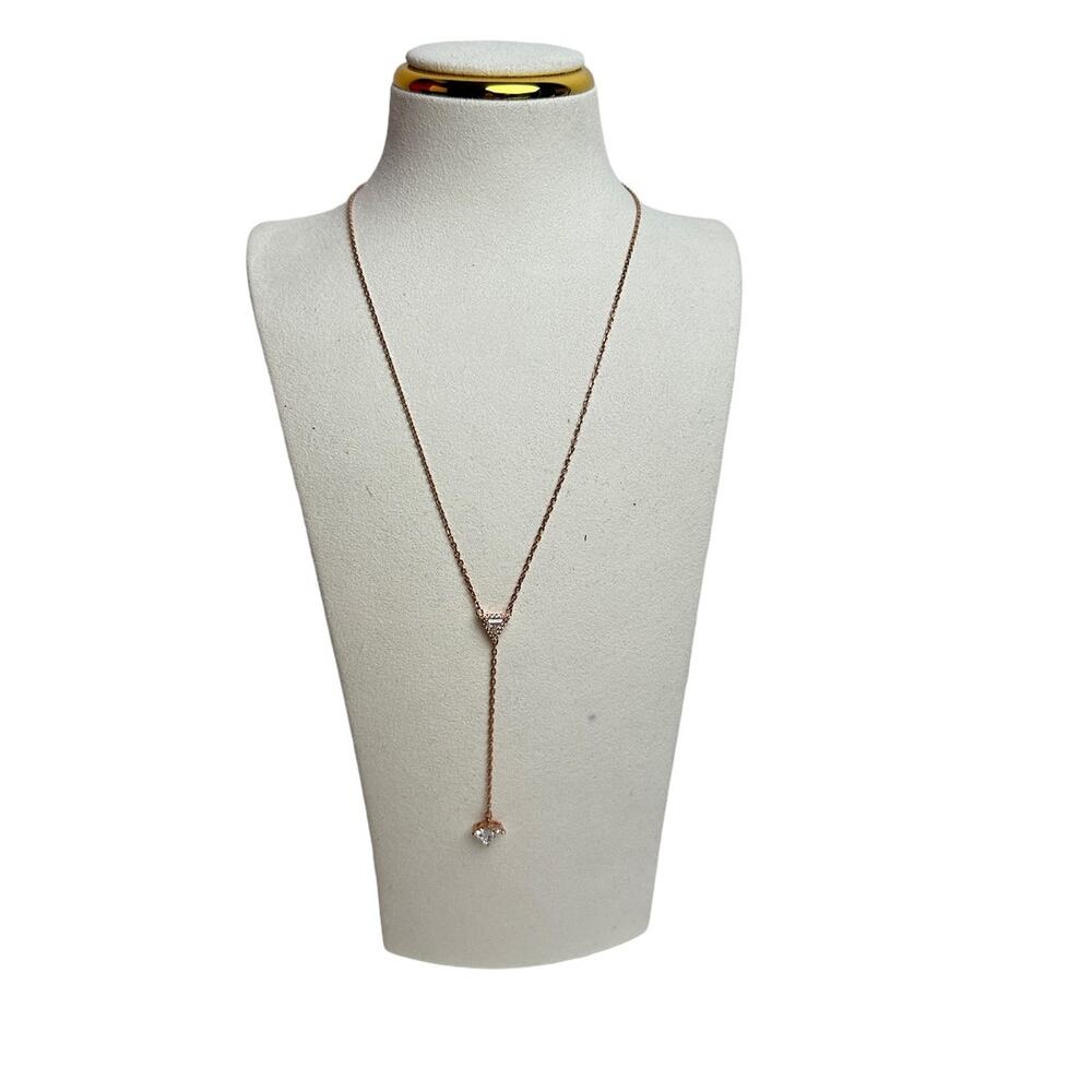 Swarovski Ortyx Y necklace Triangle cut, White, Rose gold-tone plated